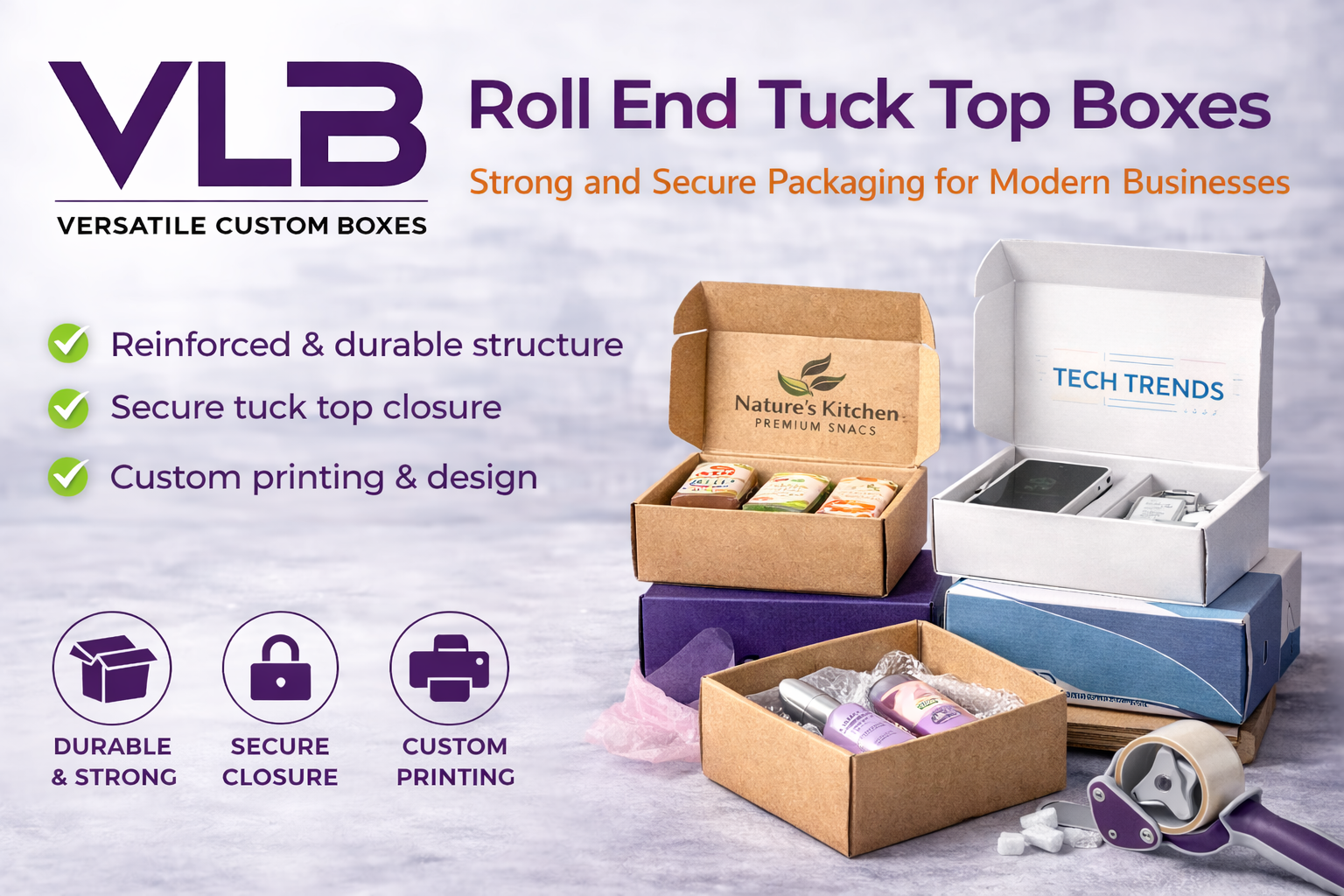 Durable roll end tuck top boxes